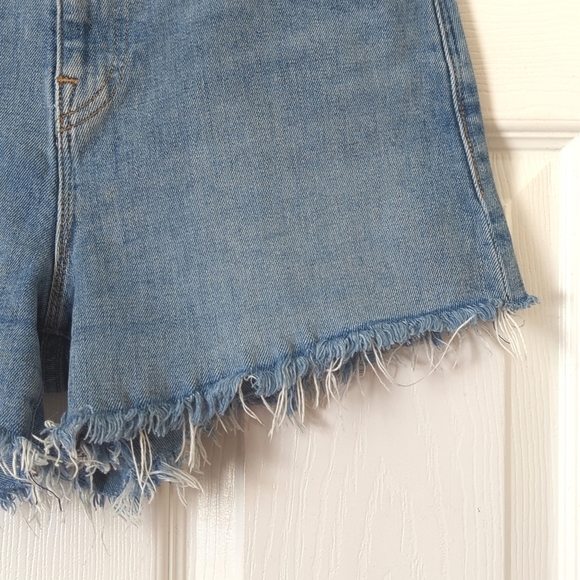 Hudson Gemma Medium Wash Mid Rise Relaxed Fit Cut Off Raw Hem Denim Shorts 26 - Picture 10 of 12